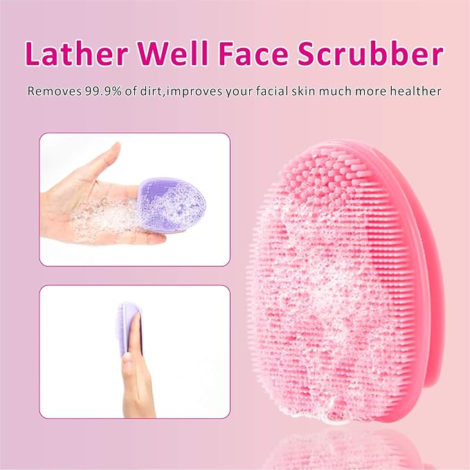 Soft Silicone Face Scrubber with Body Scrubber for Shower Gentle Exfoliating-Facial Exfoliator Scrubber Brushes for Sensitive Skin Deep Cleansing- Gift Women Men Skin Care Tool