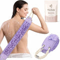 Yiclick Back Scrubber for Shower, Exfoliating Washcloth Towel with Handle, Body Scrubber Exfoliator, Bath Sponge Loofah Luffa, Back Washer Wash Cloth for Men Women, Korean Exfoliate Body Scrub