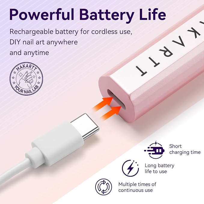 Makartt Handheld UV Light for Gel Nails Flash Cure for Gel-X Tips Nail Glue | Rechargeable Cordless Mini UV Nail Light with LCD Display for Fast Curing Gel Polish, DIY Nail Art, Home and Salon Use, Pink