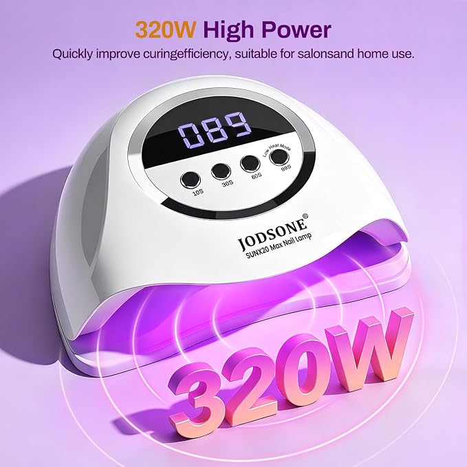 JODSONE U V LED Nail Lamp 320W, Nail Dryer for Gel Polish, Gel Nail Lamp with 72 Light Beads, Led Nail Light for Nails with Automatic Sensor & 4 Timers