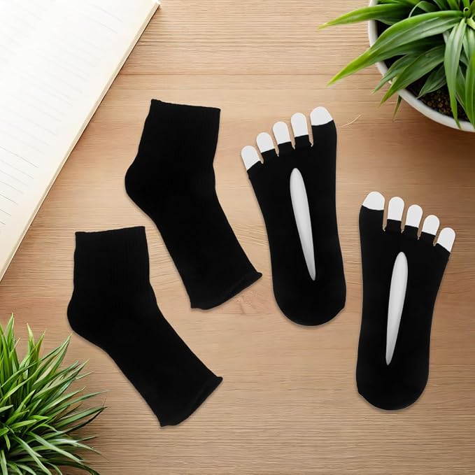 LIOOBO Uv Socks for Gel Pedicure Lamp: 2pcs Anti-Tanning Foot Cover, Comfortable Nail Art Foot Nail Guard for Women Spa Gel Dryer Black