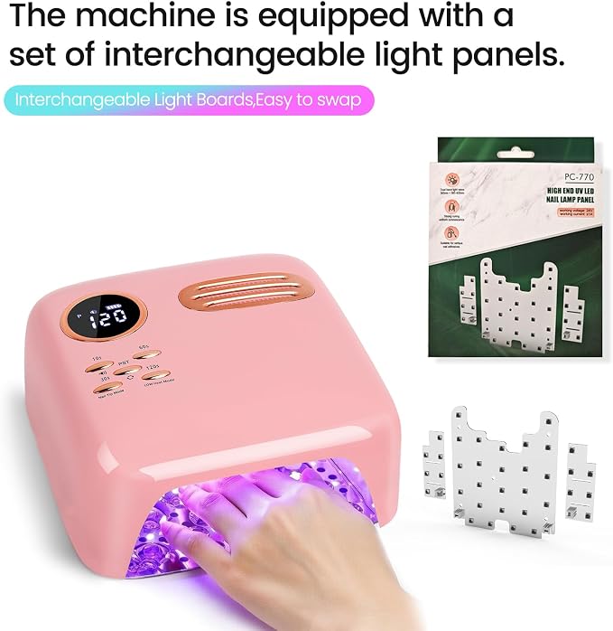 UV LED Nail Lamp for Gel Polish 72W Rechargeable Gel Nail Lamp Cordless Nail Dryer with Replaceable Light Board UV Light for Gel Nails for Home and Salon Use