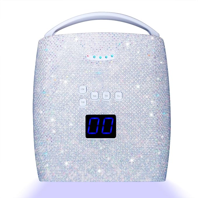 48W Cordless UV LED Nail Lamp,Rechargeable Gel Nail Dryer with Handle Nail Art Manicure Tools for Home and Salon (Pearl Diamond)