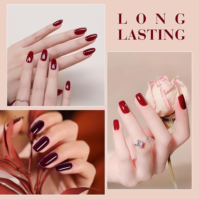CANNI 9ML Gel Nail Polish Set, 6 Red Shades UV LED Soak Off Polish | Smooth Application • Highly Pigmented • Glossy Finish • Long-Lasting Wear • Nail Art • Salon DIY Manicure • Easy Application