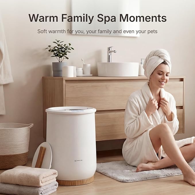 Keenray Towel Warmer, Large Towel Warmers for Bathroom with 4 Heat Timer and Up to 24 Hour Delay Timer, Luxury Towel Warmer Bucket, Towel Heater for Oversize Bathrobes Blankets, Upgraded CL1Plus