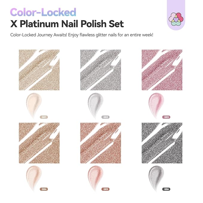 SAVILAND Diamond Glitter Nail Polish Set, 6 Colors Qiuck Dry | Sparkle Holographic Finish, Long Lasting Fingernail Polish, Non-toxic, For Holiday Party Designs Home DIY Women