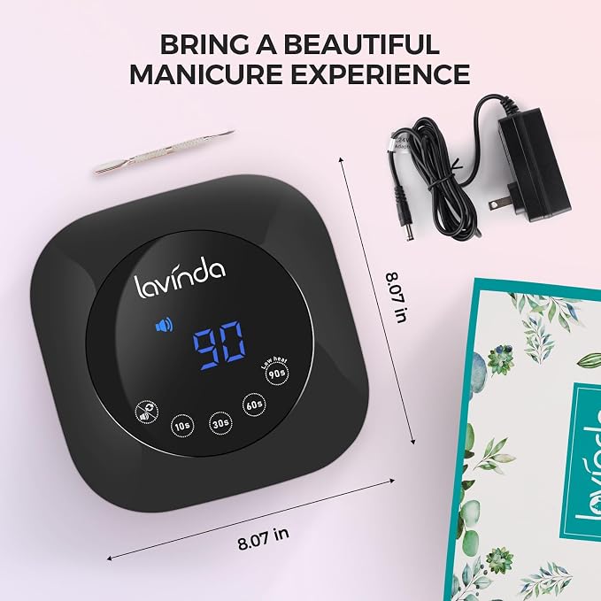 Lavinda UV LED Nail Lamp, Plug-in 54W UV Nail Light for Gel Polish Acrylic, Professional Gel Lamp with Auto Sensor Fast Curing Nails Dryer 4 Timer Settings Art Tools for Salon Home Use