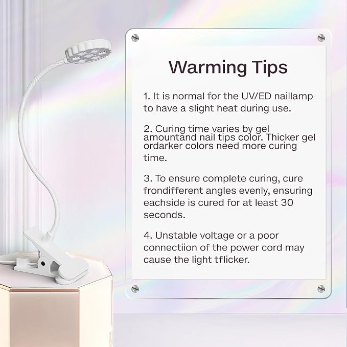 LIORA UV LED Nail Lamp: Portable USB 6W Flexible Gooseneck Desk Lamp with Clamp, Flash Cure Gel Nail Dryer for Home DIY & Salon Use