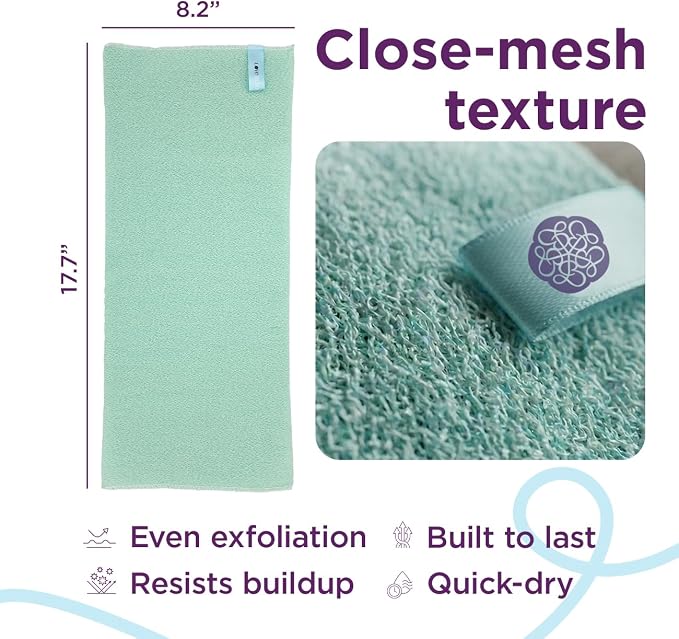 Love Being Scrubbed Exfoliating Flexi Cloths, Stretchy Back Scrubber for Shower & Bath, Exfoliating Body Scrubber for Smooth Skin, Body Scrubber for Men & Women (2 Count, Assorted Colors)