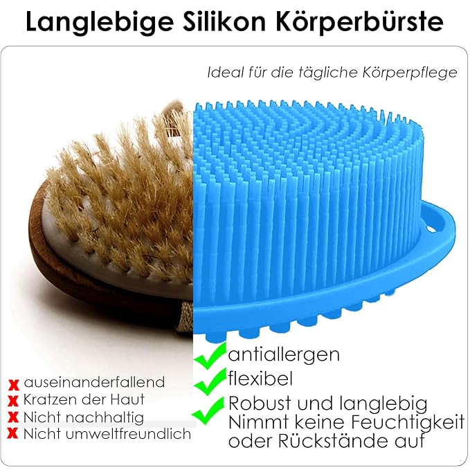 Silicone Body Scrubber – Dual-Sided Silicone Loofah for Shower, Soft Exfoliating Body Bath Shower Scrubber Loofah Brush Easy-to-Clean for Sensitive Kids Women Men All Kinds of Skin, Set of 2