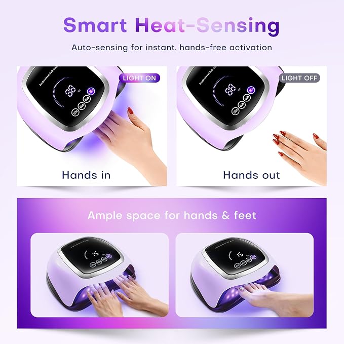 UV Nail Lamp, 180W LED Nail Dryer for Gel Polish, Touch Screen, 42 Beads | Auto Sensor Curing Light with LCD Display and 4 Timer Settings, Fast, Even Curing for Salon Use and Home DIY Manicure