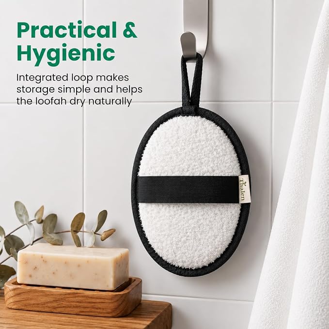 Natural Loofah Exfoliating Body Scrubber | Plastic Free, Non-Toxic, No PFAS, Organic Lufa Sponge | Lufas for Women | Bath Sponge | Zero Waste Egyptian Loofah Pack of 3 - Black Obsidian