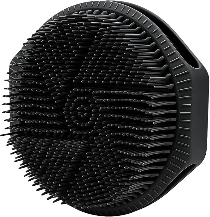 Silicone Body Scrubber for Men Women, Dual-Sided Bath Brushes Gentle Exfoliating Body Scrubber Scalp Massager for Deep Cleansing, Soft Silicone Loofah Body Washing Brushes (Black)