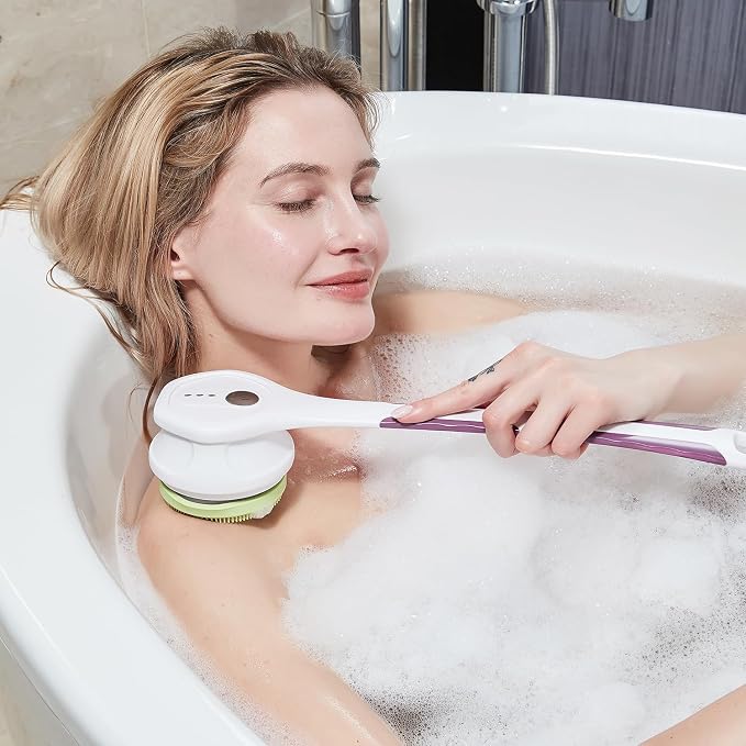 Electric Body Brush,5 Attachments Brush Heads Electric SPA Spin Scrubber for Shower Bathing Cleansing Wash Deep Cleaning with Silicone Rechargeable IPX7 Waterproof