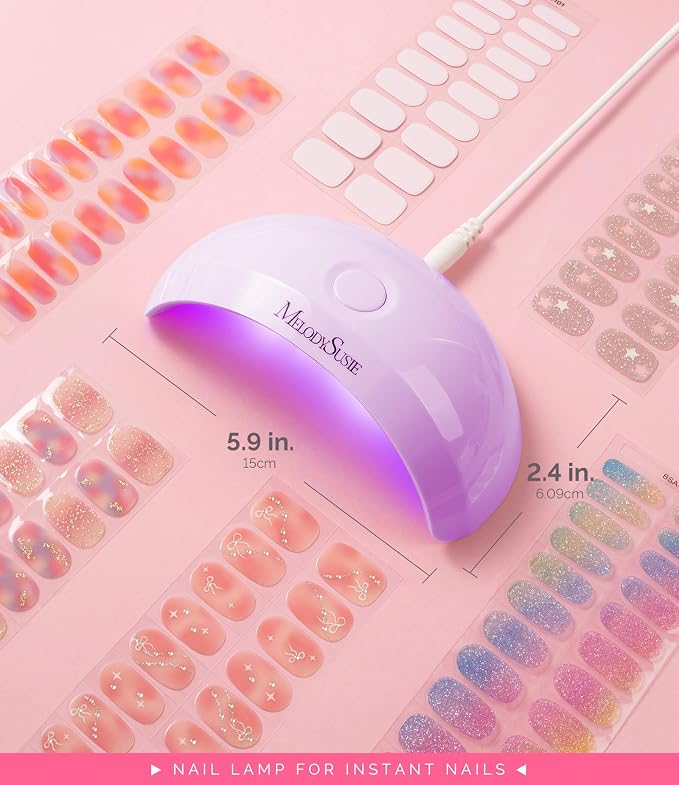 MelodySusie Pocket-Sized UV/LED Nail Lamp P-Art04 for Semi-Cured Strips | 6W Corded, 45s/60s Timer, One-Button Control, 4 UV/LED Beads, Base Coat, Top Coat, Beginners, DIY Users