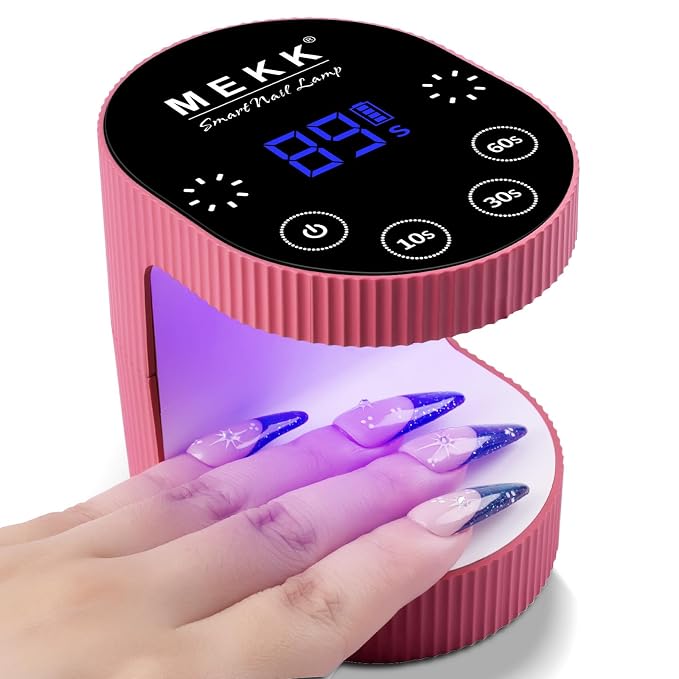 MEKK Mini UV Light for Gel Nails, 24W Cordless Flash Cure Nail Lamp | Flash cure, Auto Sensor, 4 Timers (10/30/60/90s), Portable, USB-C, for Home & Travel & Salon,Rose Pink