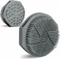 Silicone Body Scrubber, Dual-Sided Silicone Loofah for Shower, Exfoliating Body Brush Scrubber for Men and Women for All Skin, Scalp Scrubber Lather Well＆Easy to Clean (Gray)