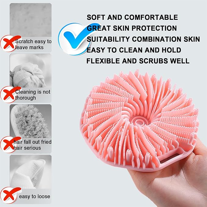 Silicone Body Scrubber, Exfoliating Body Scrubber for Sensitive Skin, Non-Slip Shower Scrubber for Body, Silicone Body Brush for Showering, Charcoal, Effective Showering Exfoliation, Gentle Massage