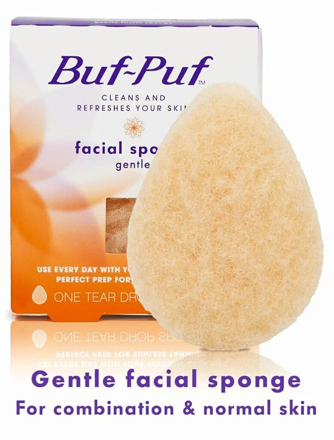 Buf-Puf Gentle Facial Sponge, Dermatologist Developed, Removes Deep Down Dirt & Makeup That Causes Breakouts and Blackheads, Reusable, Exfoliating, 3 Count
