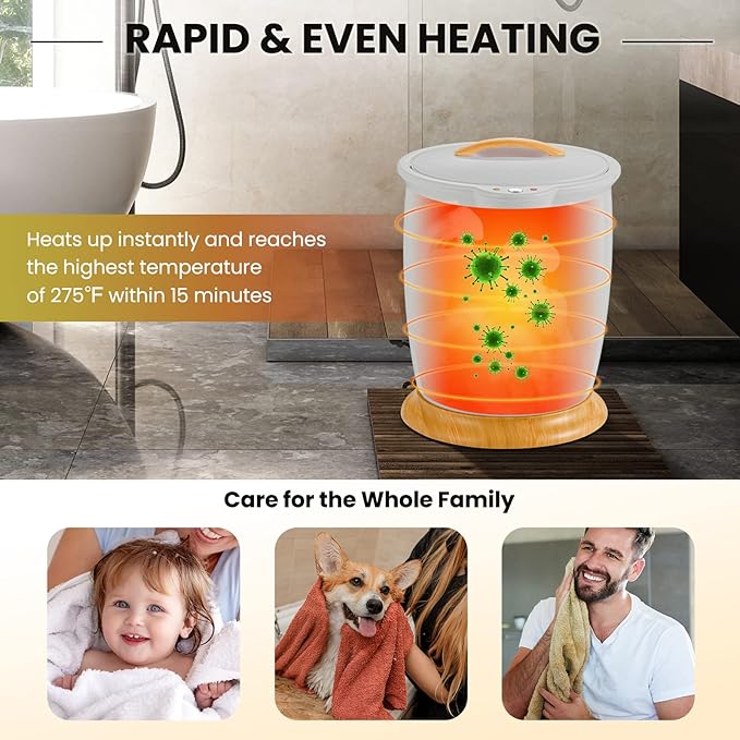 Giantex Towel Warmer Bucket, 20L Large Towel Bucket with Fragrance Holder, Removable Lid, Auto Shut Off, Fits Up to Two 40” x 70” Oversized Towels, Bathrobes, Towel Warmer for Bathroom, Spa