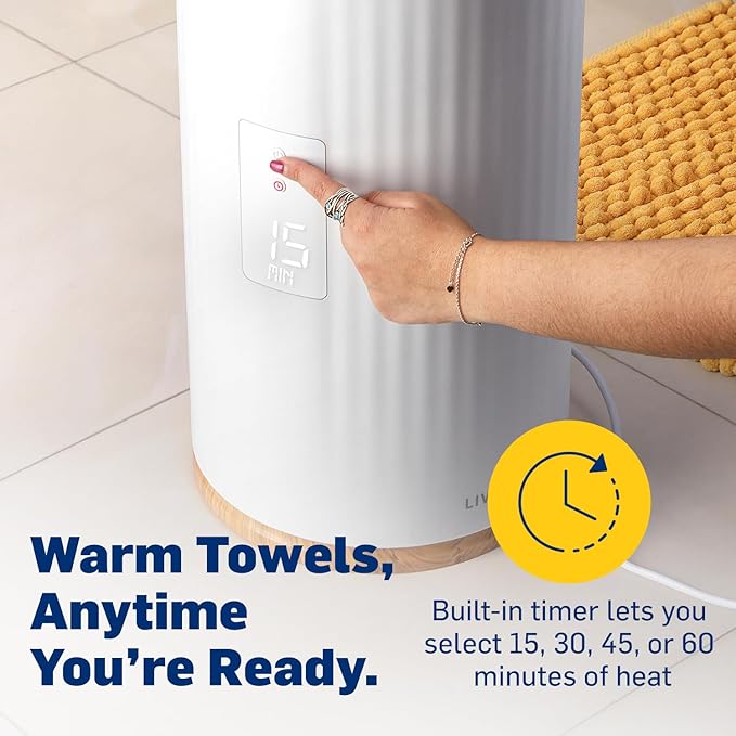 Live Fine Towel Warmer | Bucket Style Luxury Heater with LED Display, Adjustable Timer, Auto Shut-Off | Fits 40” x 70” Oversized Towel
