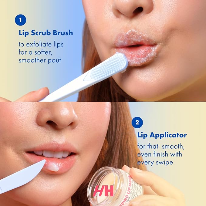 Handmade Heroes Lip Scrub Brush - Reusable Lip Exfoliator, 2pc | Gentle Exfoliant, Use with Sugar Lip Scrub, For Chapped, Dry and Dark Lips, Lip Scrubber Yellow