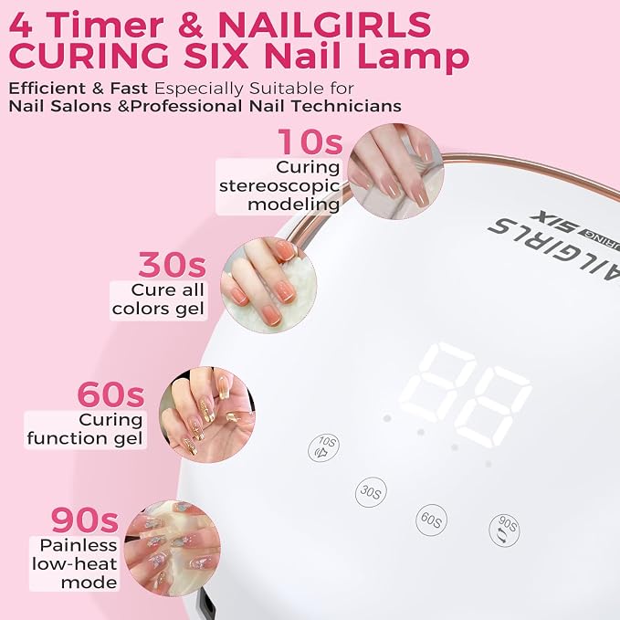 UV Nail Lamp NAILGIRLS Professional Nail Lamp Salon Fast Dryer Machine, UV Light for Gel Nails wiht 4 Timer Setting for Salon Manicures & Pedicures