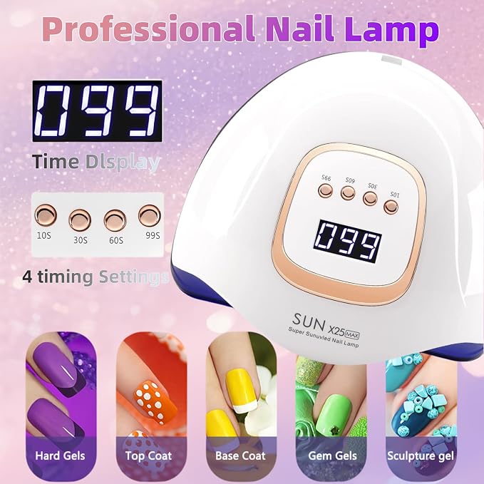 UV LED Nail Lamp with 81 Beads, 380W Nail Curing Lamps for Gel Polish with Automatic Sensor/4 Timer Setting,Led Nail Dryer, Professional Nail Art Drying Tools for Fingernail and Toenail