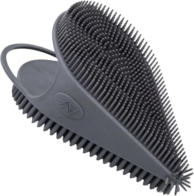 Avilana Silicone Face Scrubber — Dual Sided Facial Cleansing Brush with Nose Tip — Soft Face Exfoliator for Pore Deep Cleaning — Food Grade Face Wash Brush for All Skin Types (Dark Gray)