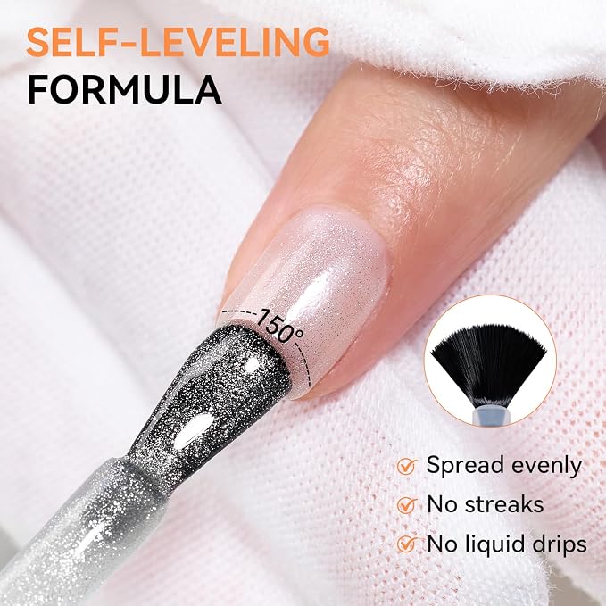 Makartt Cat Eye Glitter Gel Top Coat 15ML, Clear Cat Eye Effect | 2 in 1 No Wipe Top Coat & Cat Eye Gel Nail Polish, Saving Time, Soak Off UV LED Lamp Needed, Home DIY Salon Gift