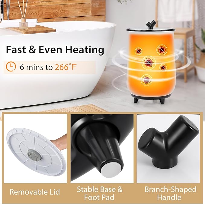 COSTWAY Bucket Style Towel Warmer, 23L Towel Warmer with 4 Heating Time & 3 Heating Temperature, Overheat Protection System, Fragrant Disc Holder, Towel Warmer for Bathroom, Hot Tub, Spa (Black)