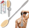 New Back Scrubber Anti-Slip for Shower, 18.9‘’ Adjustable Shower Back Scrubber with Dual-Side Head & Soft Bristles, Extra-Long Shower Brush Bath Brush for Lathering Cleansing(Gray-L)