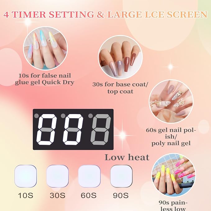 96W Rechargeable UV LED Nail Lamp, Cordless UV Light for Nails with LCD Display Auto Sensor, 4 Timer Setting and Smart Sensor Nail Dryer,Nail Cure Light with Removable Bottom(White)