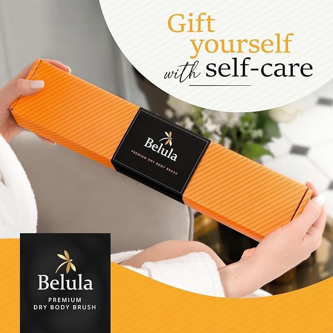 Belula 100% Boar Bristle Dry Brushing Body Brush Set, Face Brush, Gloves | Natural boar bristles, for dry skin, exfoliating face brush, bath gloves, travel bag, lymphatic drainage, boosts circulation