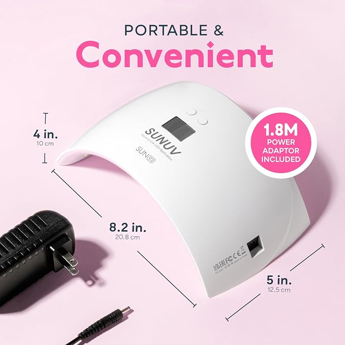 SUNUV UV LED Nail Lamp, UV Light for Gel Nail Polish Dryer SUN9Xplus Pink | Auto Sensor with 2 Times & Display,Portable for Hands & Feet,Fast Curing Lamp for All Gel Polishes, Easy to Use DIY Manicure