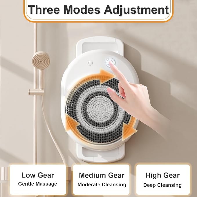 Electric Body Brush, Wall-Mounted Body Brush with Soft Bristles, Rechargable Body Shower Brush for Cleansing, Brushing, Massaging, with Bath Brush Heads,Presents for Women Men Relaxation at Office