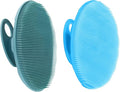 INNERNEED Silicone Body Cleansing Brush Exfoliating Scrubber, DGreen+Blue | Gentle Massage, Deep Clean, Hygienic Shower Scrub Brush Soft Bristles for All Skin Types, Easy to Hold