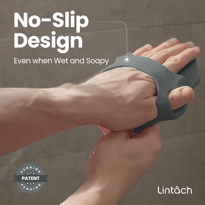 Silicone Shower Body Scrubber, Exfoliating Loofah Alternative - Gray | Silicone loofah alternative, zinc and silver infused, hygienic, gentle for sensitive skin, durable and long-lasting