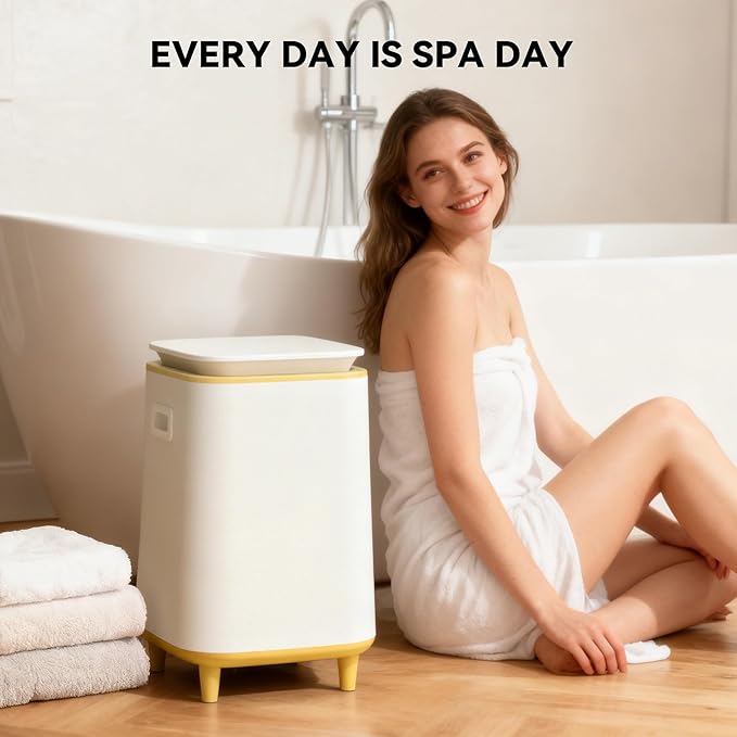 Large Towel Warmer for Bathroom, Unlimited Heating Heated Towel Warmers Bucket, Bath Blanket Warmers for SPA, Auto Shut Off, Fits Up to Two 40"X70" Oversized Towels, Bathrobes, Ideal Gifts, Yellow