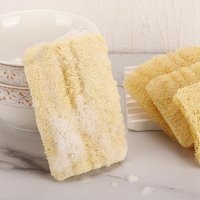 12 Pieces Mini Natural Loofah Exfoliating Facial Scrubber, Made with Natural Egyptian Shower Loofah Sponge, Bath Shower Loofah Sponge for Women and Men