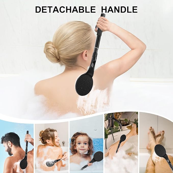 Gobiteli Back Scrubber for Shower,26" Long Handle Shower Brush for Body Exfoliator and Deep Clean,Back Brush for Shower for Men,Women and Elderly