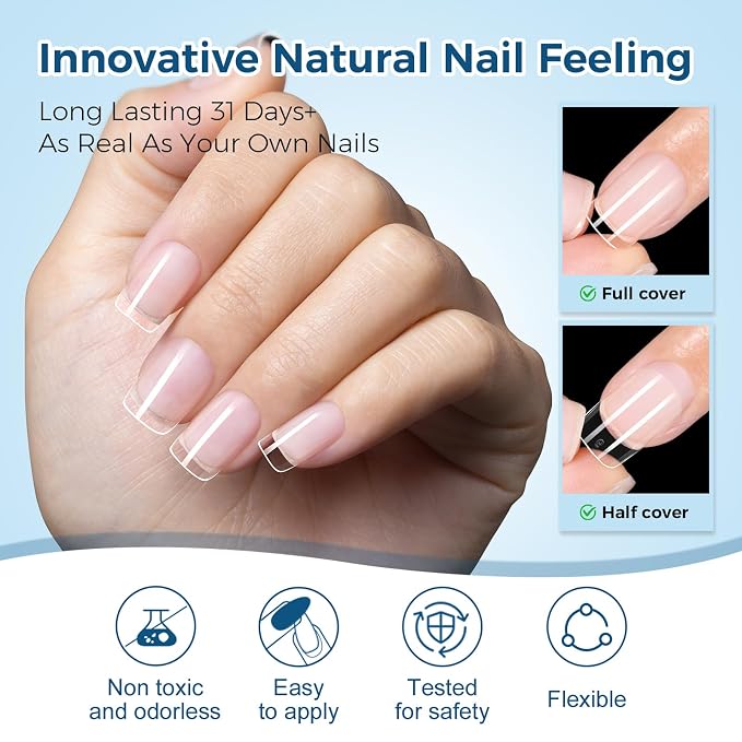TOMICCA Extra Short Square Nail Tips, 240pcs 15 Sizes, Soft Gel Tips | Half Matte Pre-Shaped Full Cover Clear Fake Nails, Acrylic Press on Nails for Extension, Beginners and Professional Salon