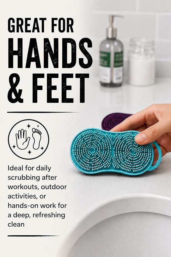 MOOFAH™ Body Scrubber- Deep Cleansing, Gentle Exfoliation for Smoother Skin, Soft-Touch Bristles, Made in USA by Chicago Comb, Easy Rinse, Quick-Dry (Aqua)