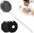 Back Scrubber for Shower 2 Pack, Silicone Scrub Brush with Long Handle & Unique Soft Body Scrubber, Detachable Body Brush Shower Lather Well Deep Clean Exfoliating for Women Men Sensitive Skin Bl&Gy