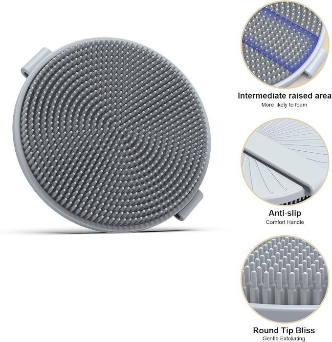 Jalopink Silicone Body Scrubber Brush - Gentle Exfoliating and Lather Well - Fast-Drying, Hygienic, BPA-Free Silicone Body Exfoliator for Sensitive Skin, Men & Women