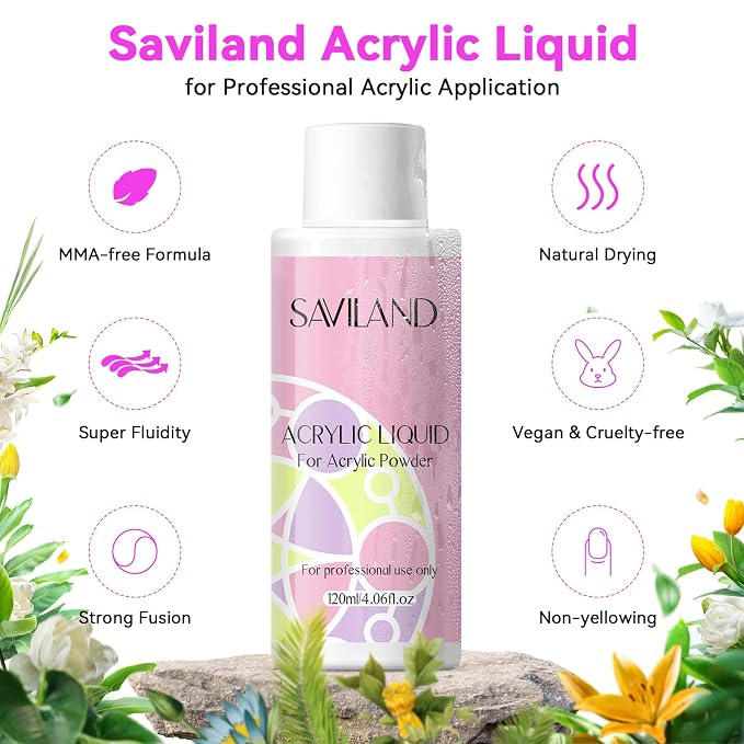 SAVILAND Acrylic Nail Kit with U V Light Gift Set for Beginners Pros | Portable nail drill, practice finger , essential manicure tool, long lasting durable wear, prevents lifting and chipping