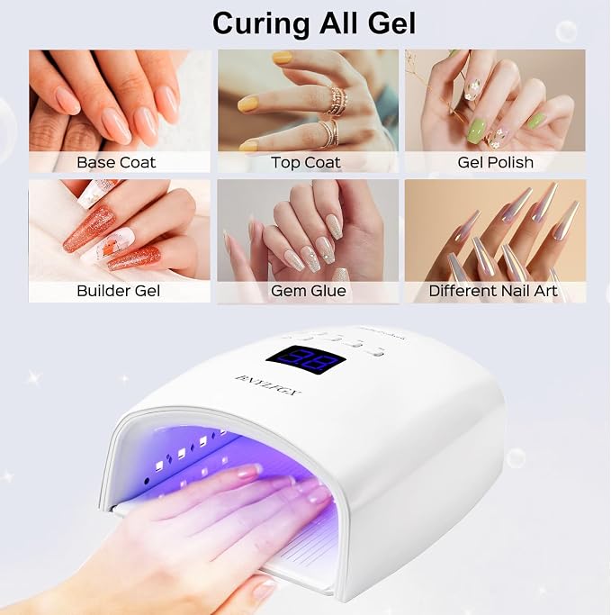 UV Light for Nails, Cordless UV Nail Lamp for Salon & Home | 66W Rechargeable LED Nail Dryer with 5 Timer Setting Auto Sensor Fast Nail Light Curing Lamp, White
