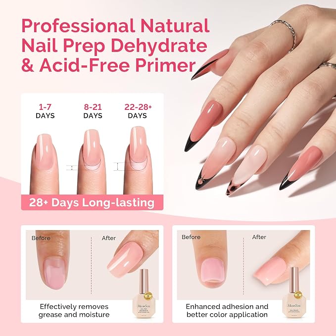 MelodySusie Builder Gel 027 Nail Dehydrator and Primer Set Long Lasting Shine Nail Polish Art Design Manicure Kit Perfect Gifts for Women Girls 3 Pcs 15ml
