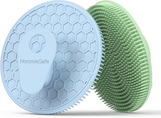 2 Pack Soft Silicone Body Scrubber, Exfoliating Skin Massage Shower Brush | Body Wash Bath Dry Skin Brushing Glove Loofah, Fit for Sensitive and All Kinds of Skin(Mint+Blue)