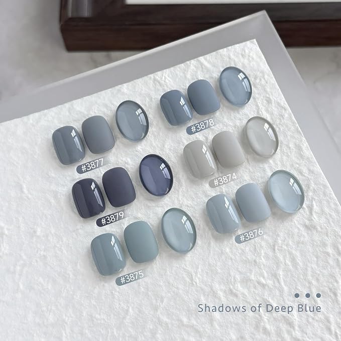 GAOY Dusty Blue Gel Nail Polish Set, 6 Colors Denim Gray Pale UV Gel Polish | UV Lamp Required, Pigmented, Long Lasting, Easy to Apply, Salon Manicure at Home, Gift for Women